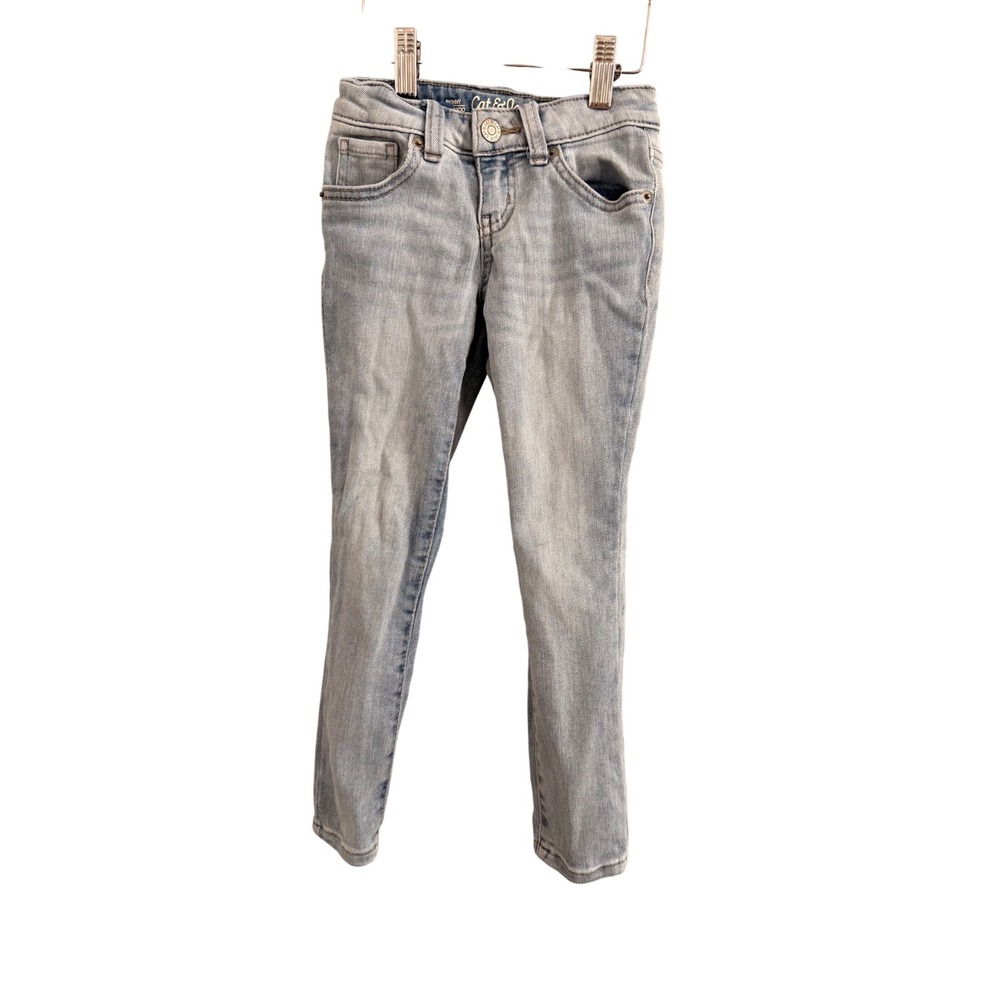 Cat & Jack Skinny Jeans Girls Size 5 Light Wash Blue Ultimate Stretch Denim